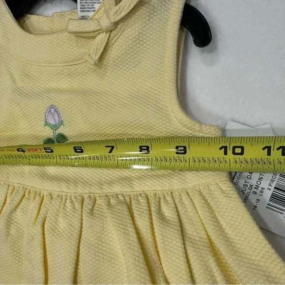 NWT Little Me Infant Girls cotton dress Yellow W/embroidered flowers 9 Months - Picture 10 of 13
